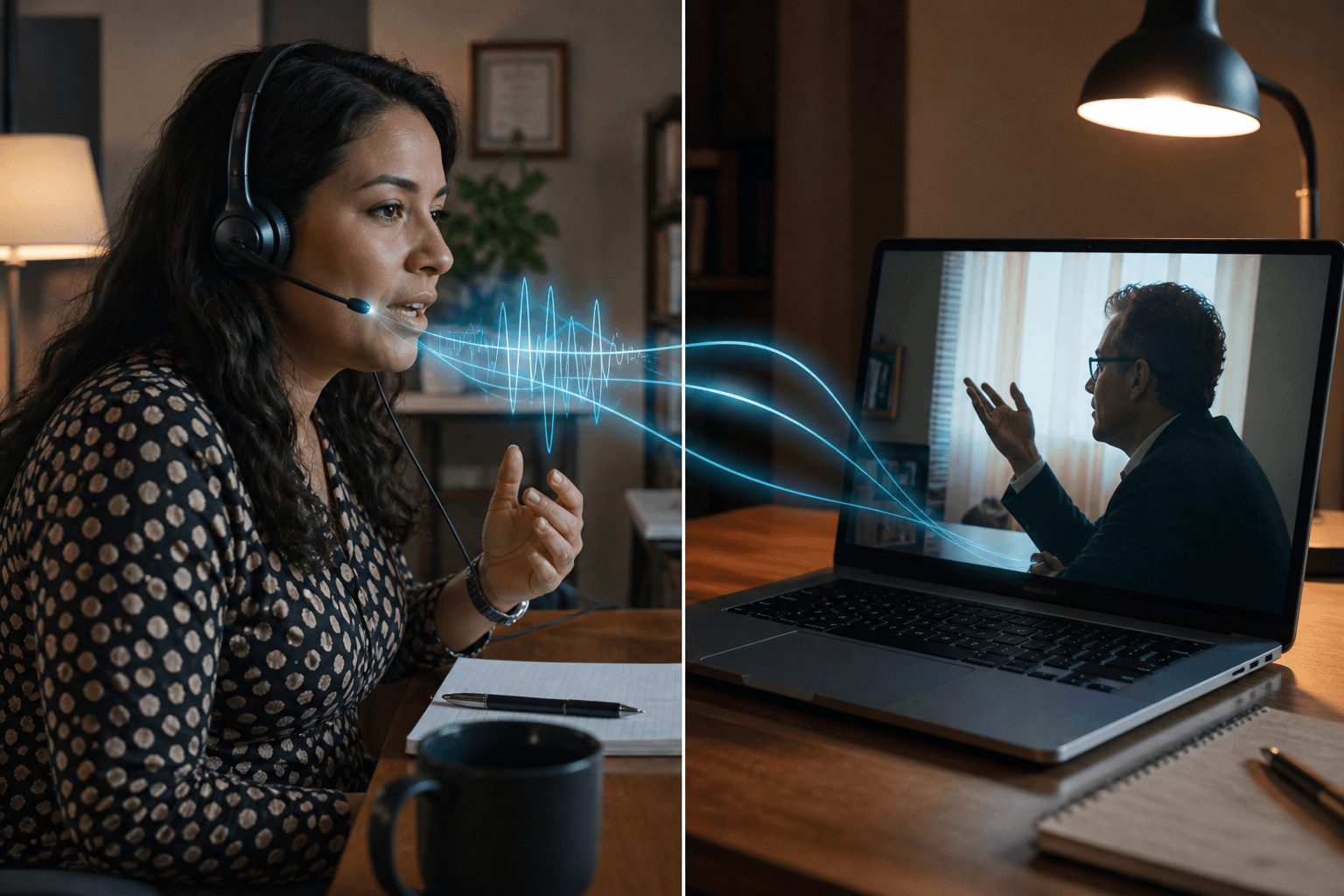 Professional interpreter supporting a legal interview with secure remote and on-site coverage options