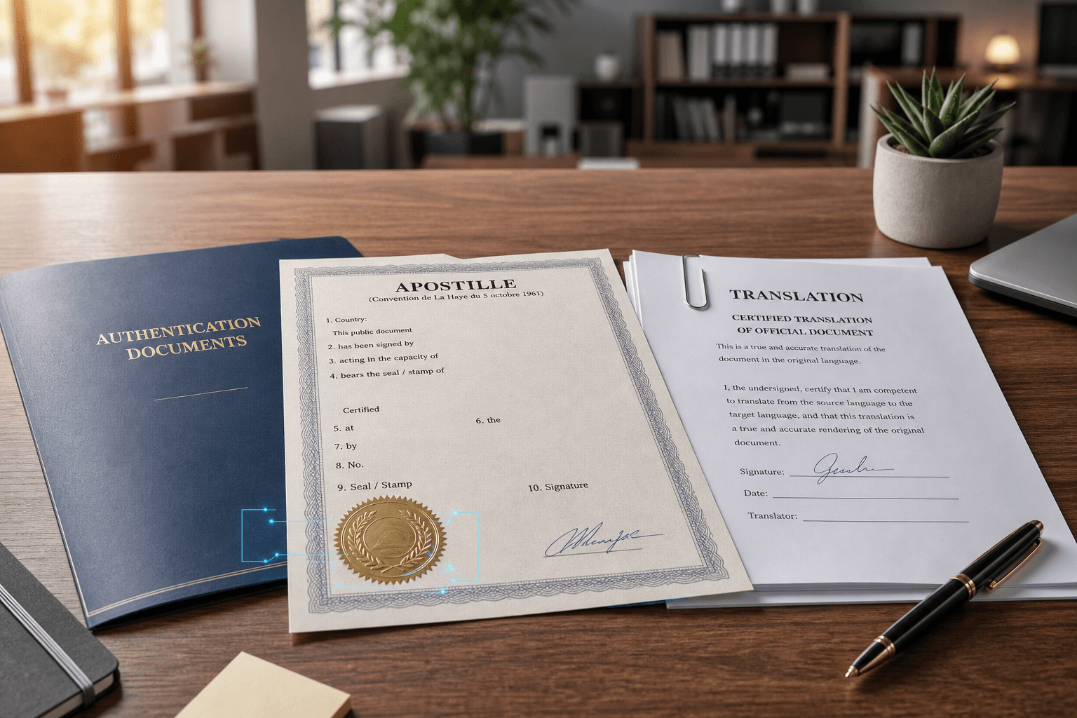 Certified translation with apostille authentication for use abroad