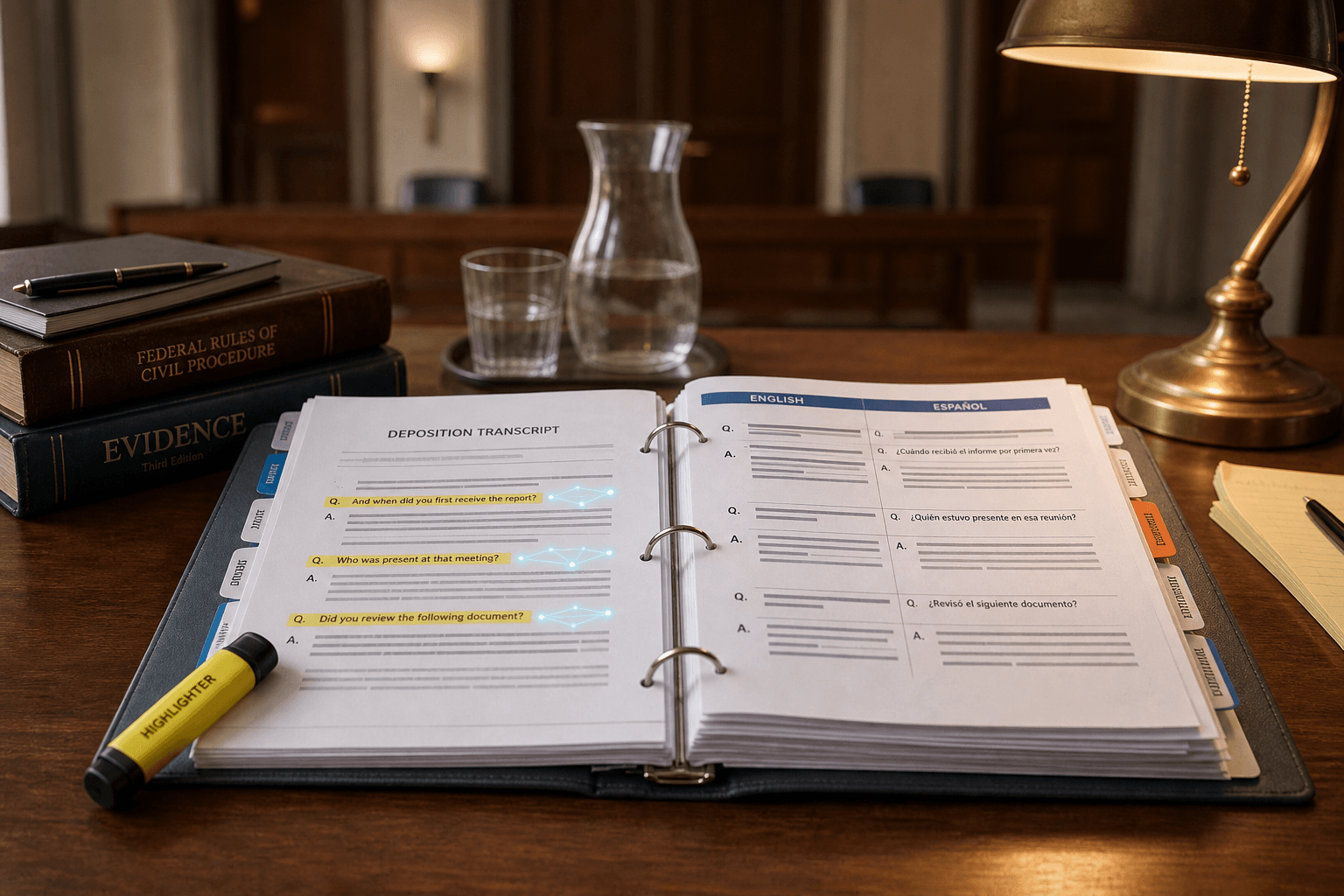 Deposition transcript prepared for legal translation
