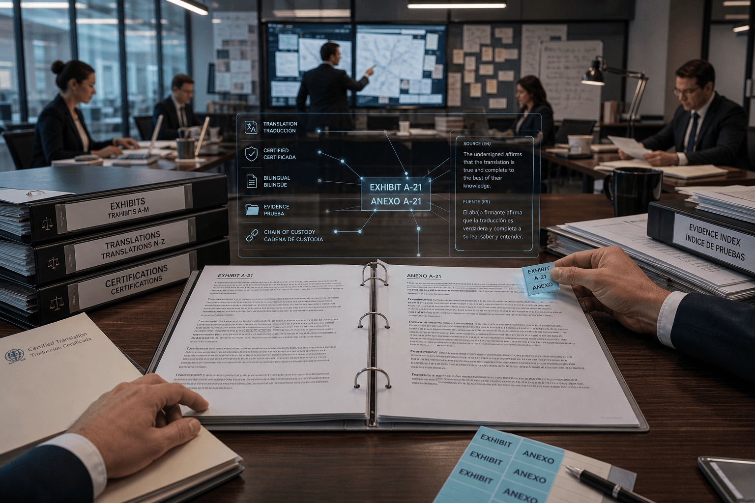 Litigation evidence documents prepared for confidential translation