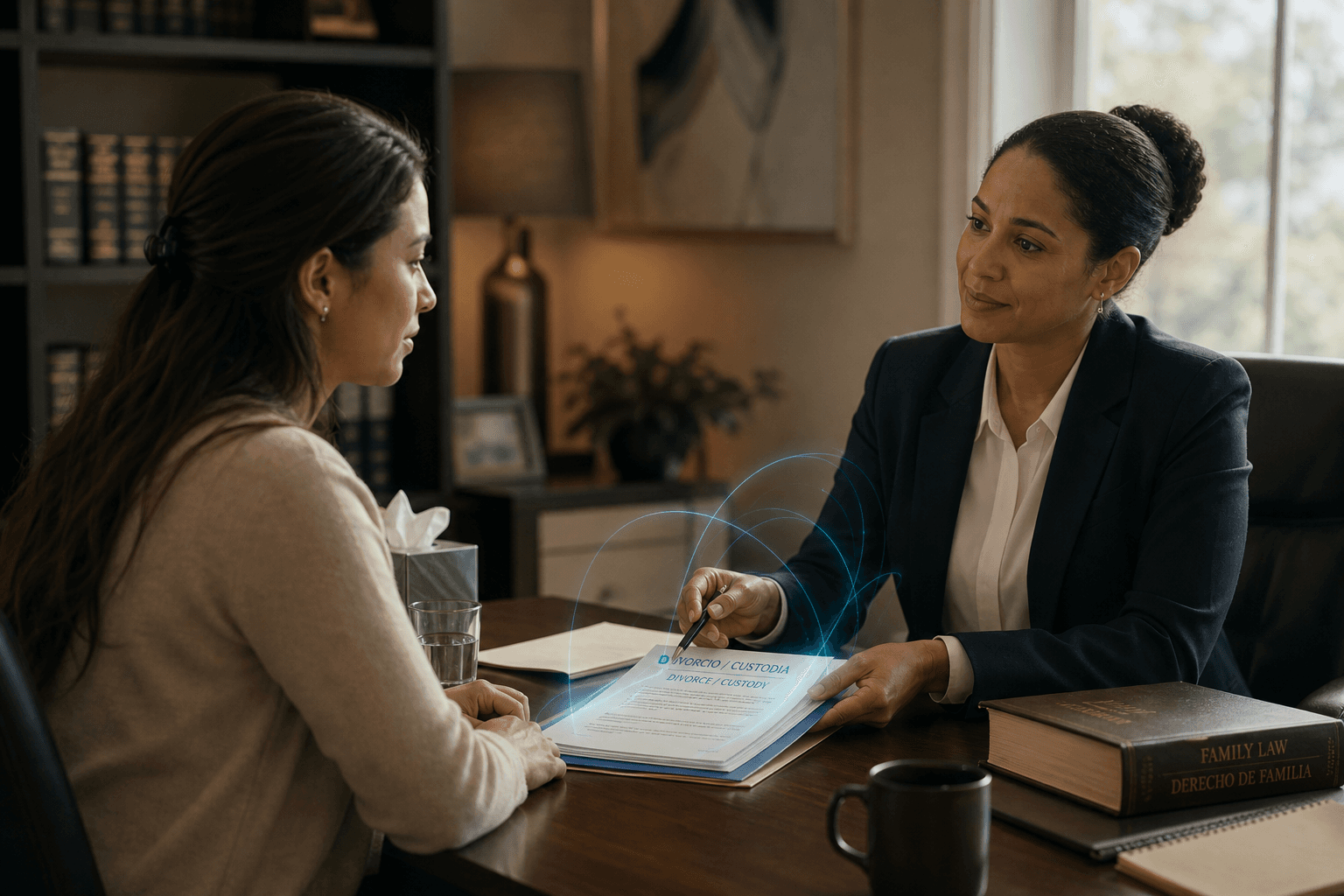 Family law consultation with confidential multilingual document review