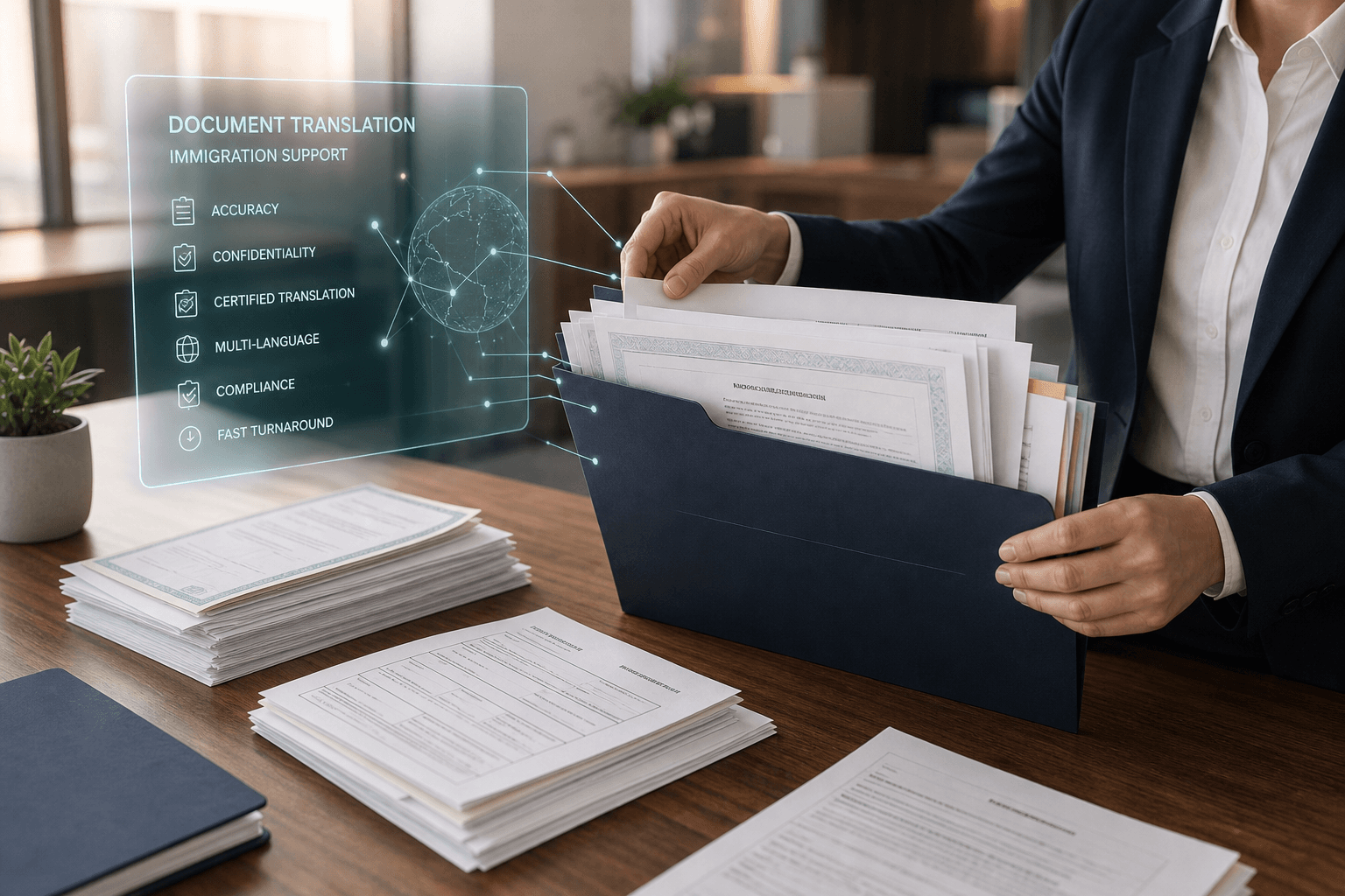 Immigration supporting documents prepared for certified translation