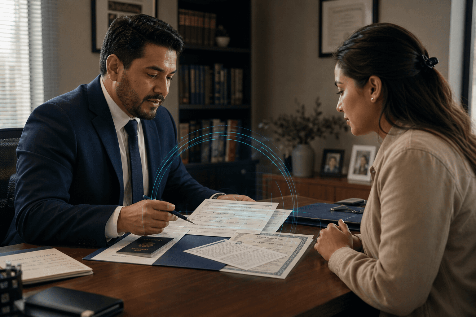 Immigration legal documents and USCIS filing materials prepared for certified translation