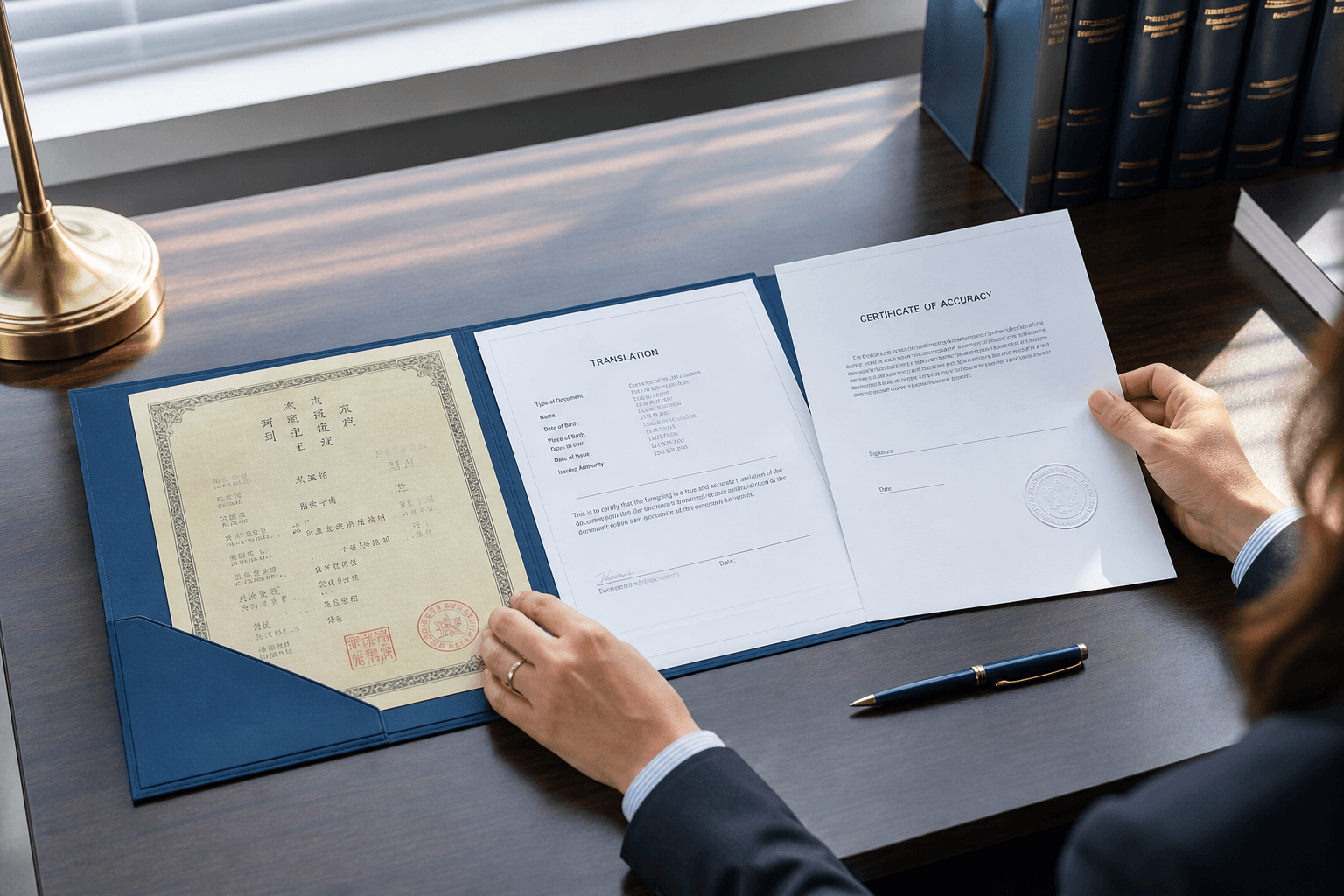 U.S. Department of Homeland Security seal with AI-powered translation technology