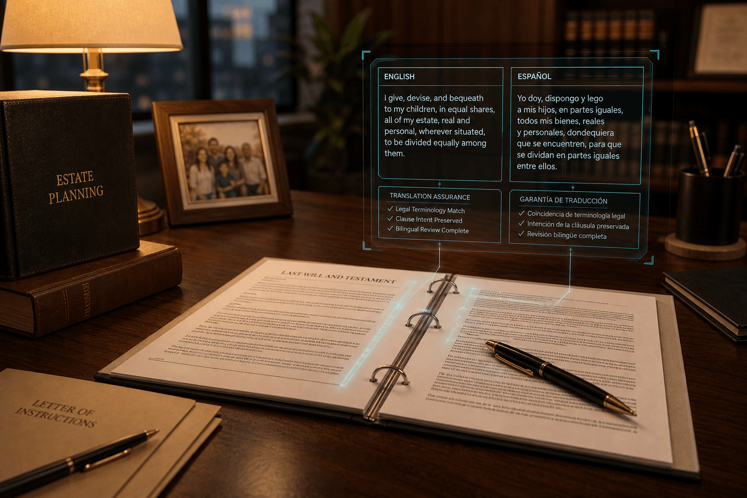 Will and estate documents prepared for legal translation